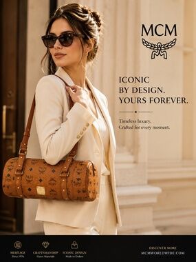 MCM VISETOS COGNAC MONOGRAM BARREL BAG WITH COA